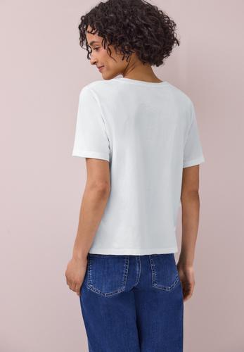 T-Shirt mit Rundhals und Crochet-Tasche 40 - Off White