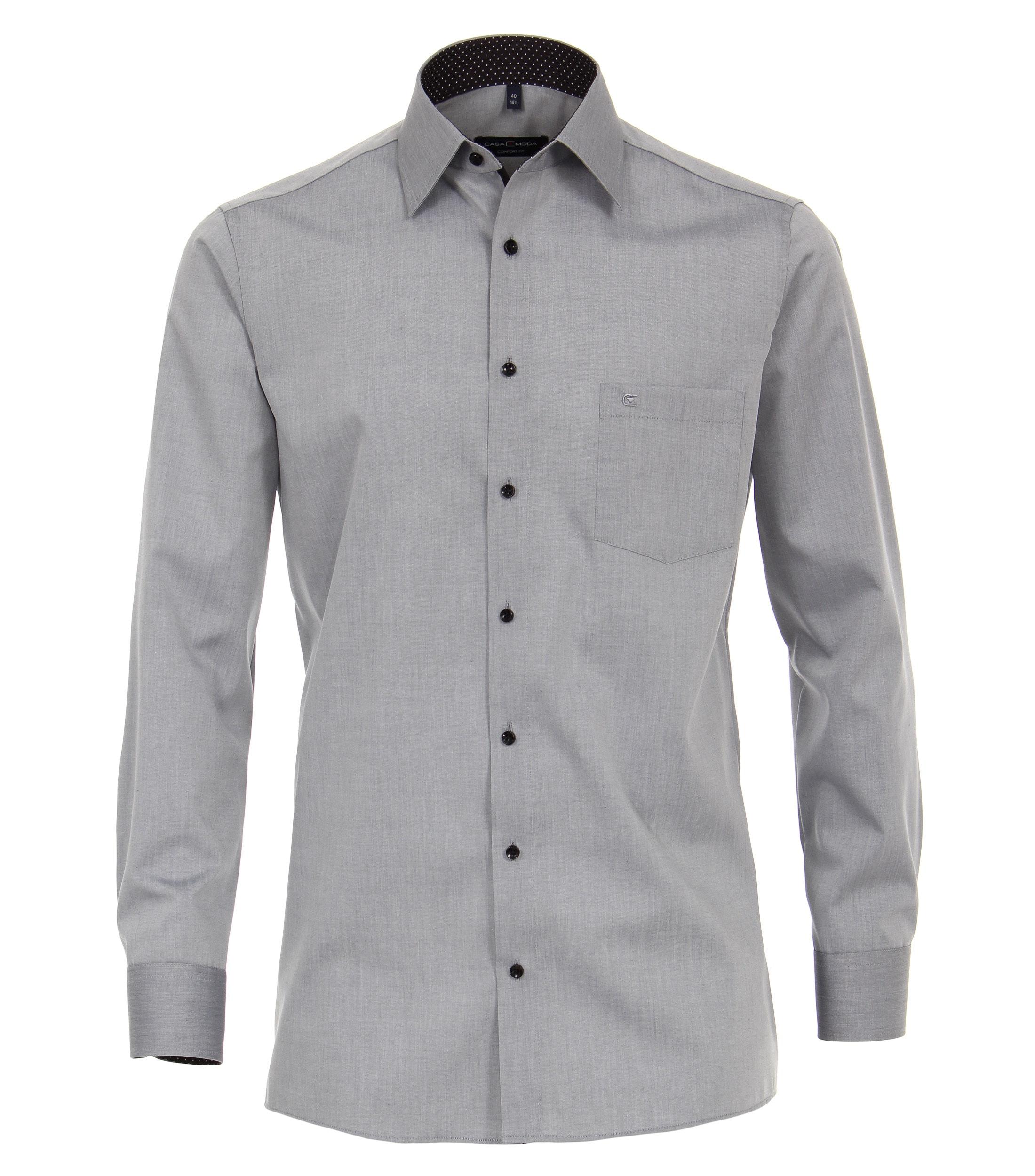 Popeline Hemd uni 41 Comfort Fit - Silber