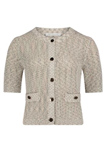 Strick-Cardigan 40 Gerade - Green/Cream