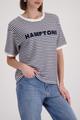 T-Shirt mit Struktur und Schriftzug 36 - Marine Ringel