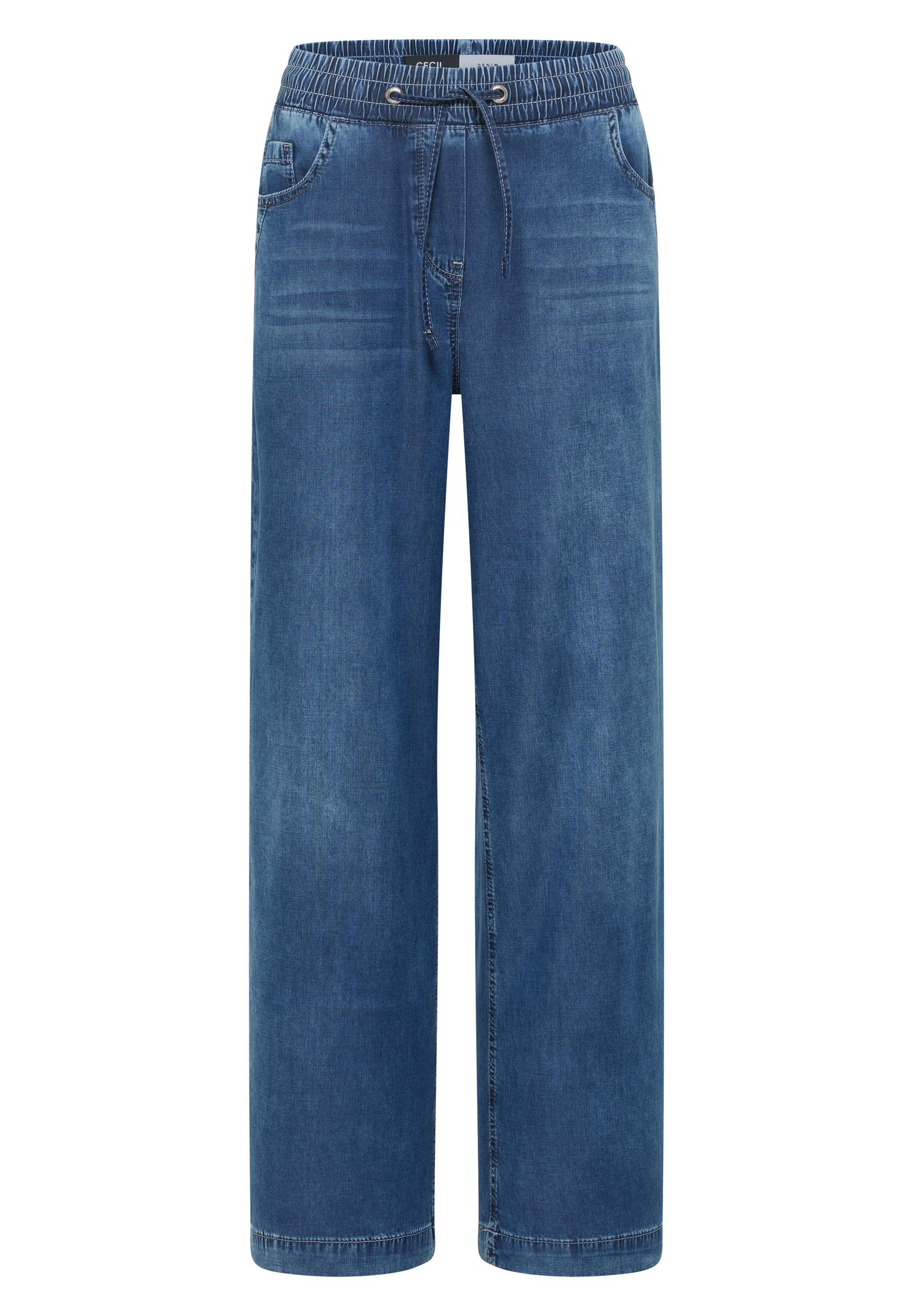 High Waist Wide Leg Jeans im Loose Fit XXL/30 - Mid Blue Used Wash