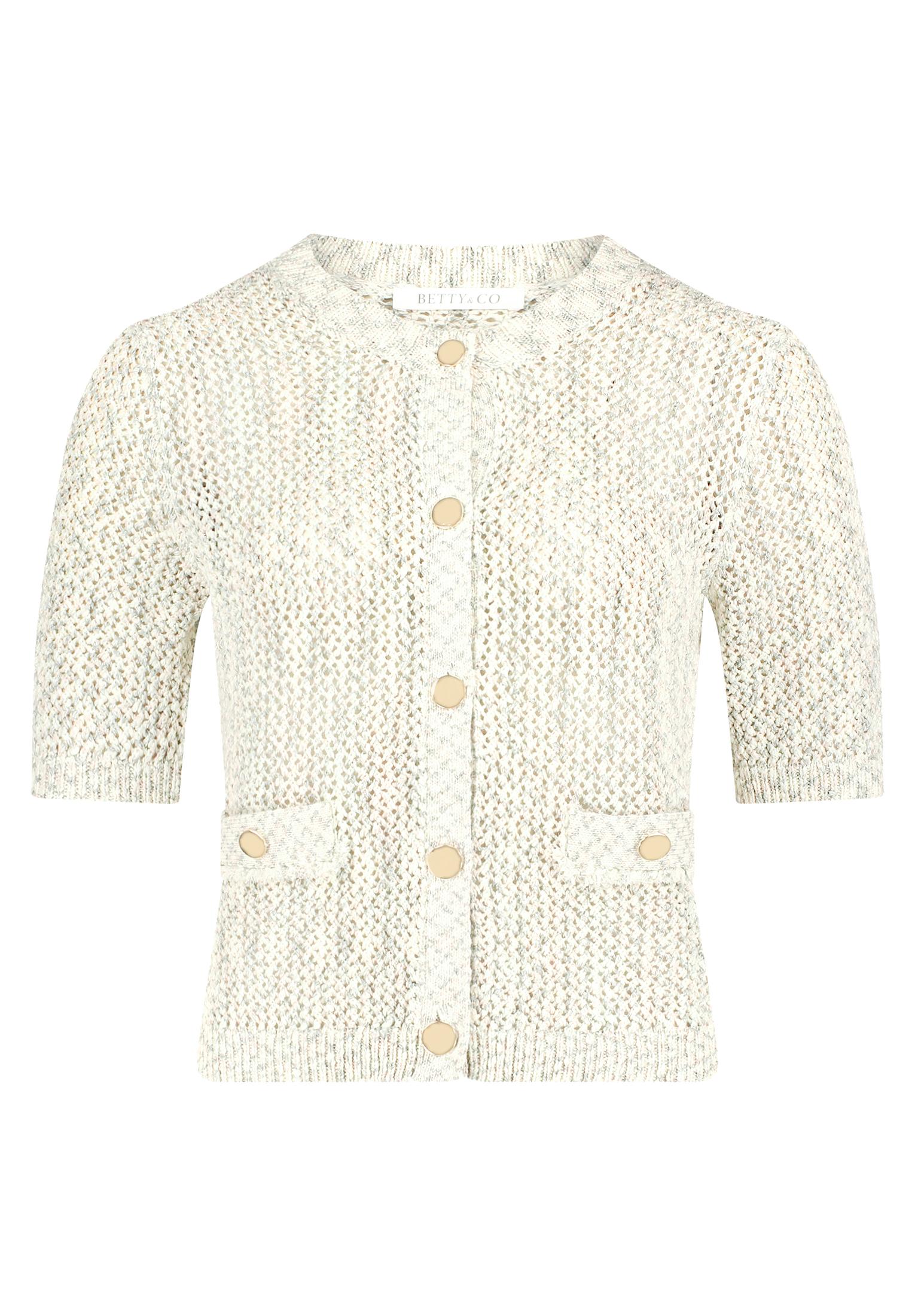 Strick-Cardigan 40 Gerade - Green/Cream