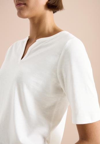 T-Shirt mit Split Neck in Unifarbe