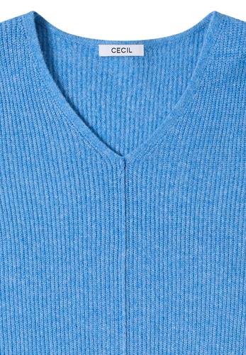V-Neck Pullover L - Fountain Blue Melange