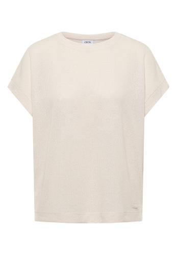 T-Shirt mit Boatneck im Strick-Look