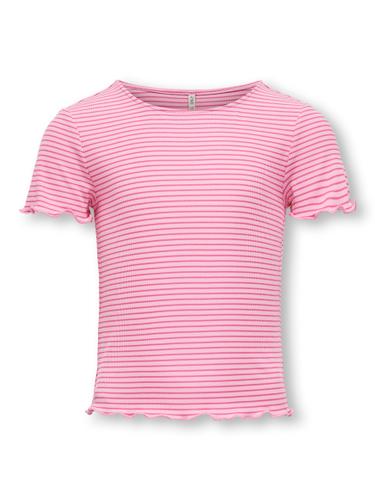 KOGWILMA LIFE S/S SHORT RIB TOP JRS 146/152 Normal geschnitten - Begonia Pink