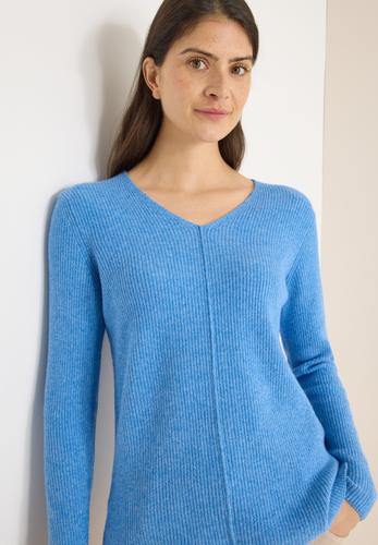 V-Neck Pullover L - Fountain Blue Melange