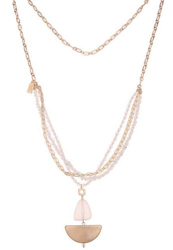 leslii Kette mit Anhänger »Carmen Layering«, mit weißen Glas-Elementen