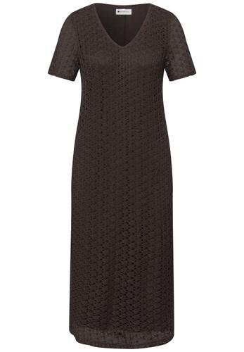 Midi-Kleid aus Spitze in Unifarbe 36 - Espresso Brown