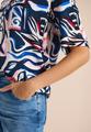 Kurzarm Bluse mit Multicolor Print S - Universal Blue