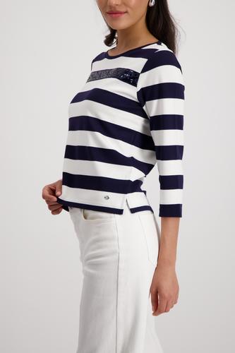 Sweatshirt mit Pailletten-Streifen 36 - Marine Ringel