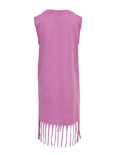 KOGMAY S/S FRINGES DRESS JRS 158/164 Normal geschnitten - Super Pink