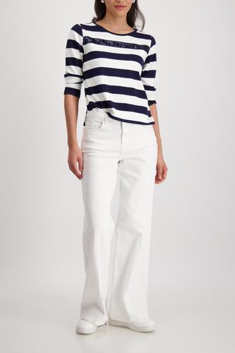 Sweatshirt mit Pailletten-Streifen 36 - Marine Ringel