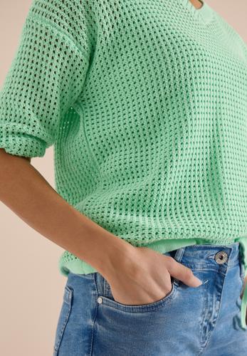 Kurzarm Pullover im Crochet-Look L - Juicy Lime