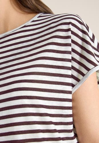 T-Shirt mit Boatneck und Streifen M - Rich Burgundy