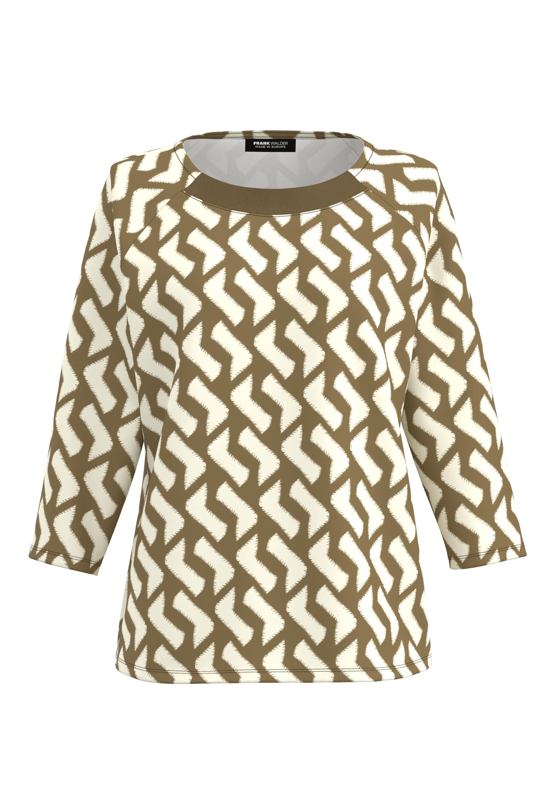 Shirt NOS mit Strickbündchen 38 - Ecru/marone