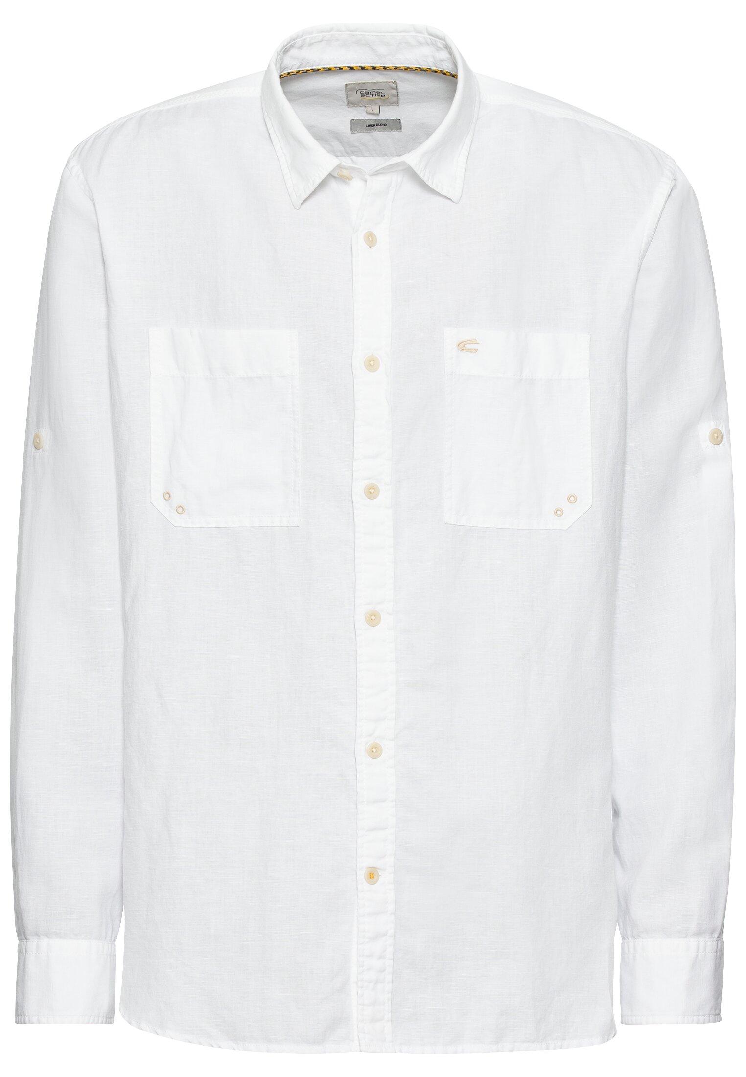 Langarm Hemd aus leichtem Leinenmix XL Regular Fit - White