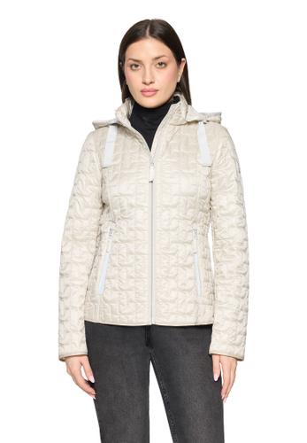 Steppjacke 44 Tailliert - Grau Beige