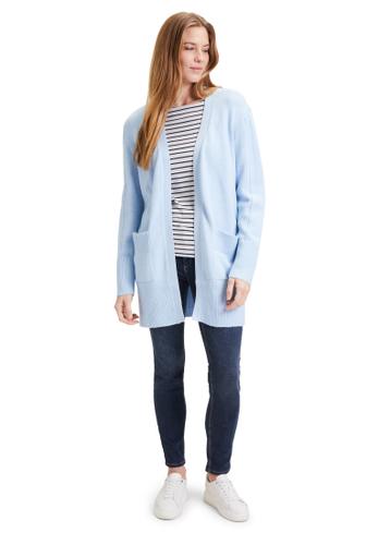 Casual-Strickjacke 38 Gerade - Light Blue Melange