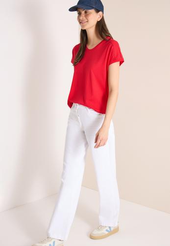 T-Shirt mit V-Neck und Spitzendetail