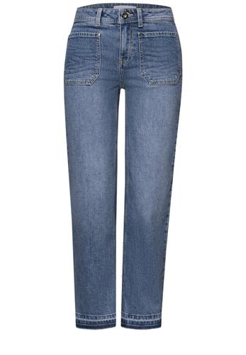 Straight Leg Jeans mit Saumdetail 31/28 - Mid Blue Washed