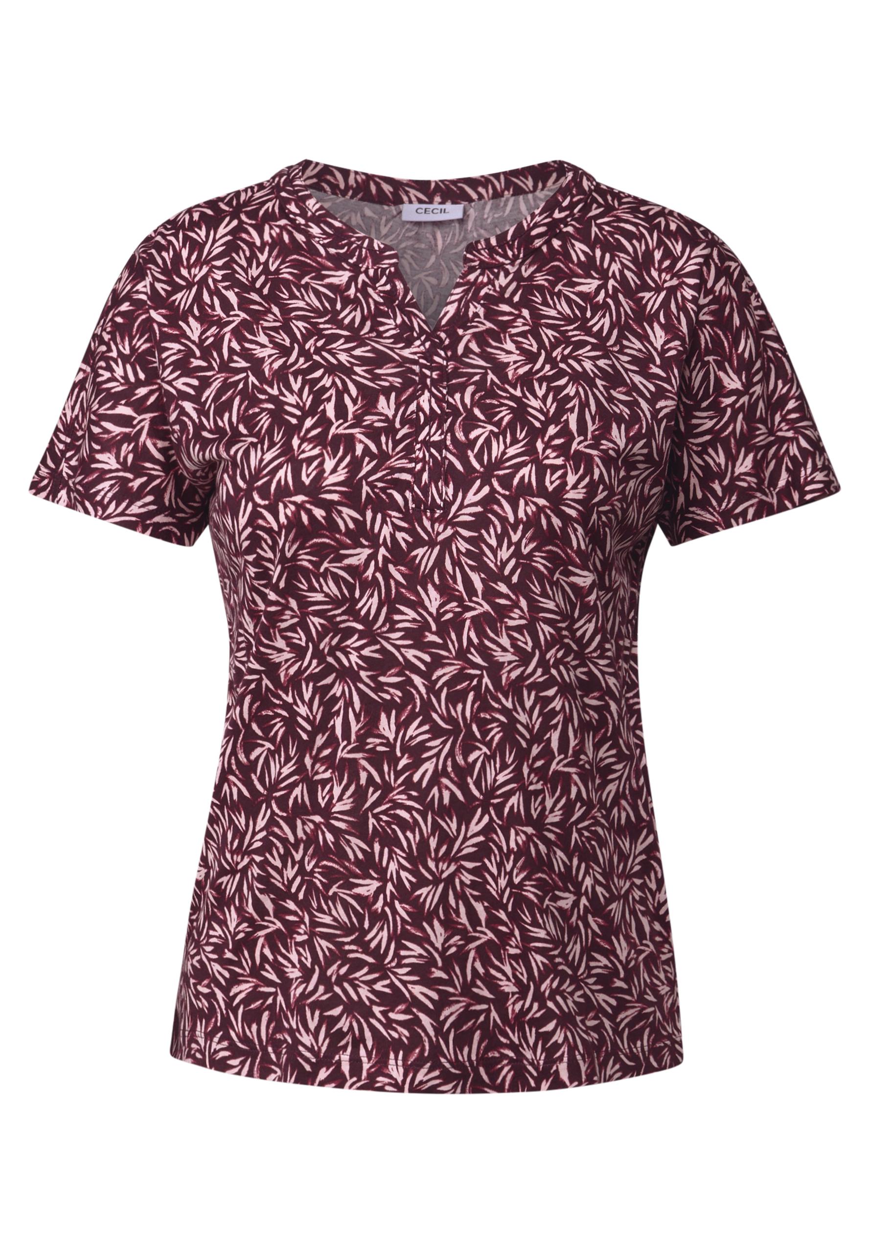 Shirt mit Minimal Print S - Mulberry Red