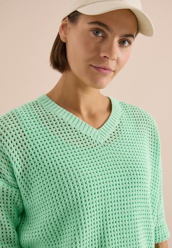 Kurzarm Pullover im Crochet-Look L - Juicy Lime