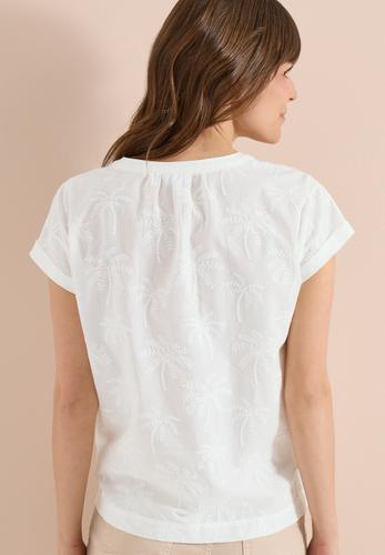 Dropped Shoulder Bluse mit Embroidery L - Vanilla White