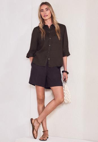 3/4-Arm Hemdbluse aus Leinen