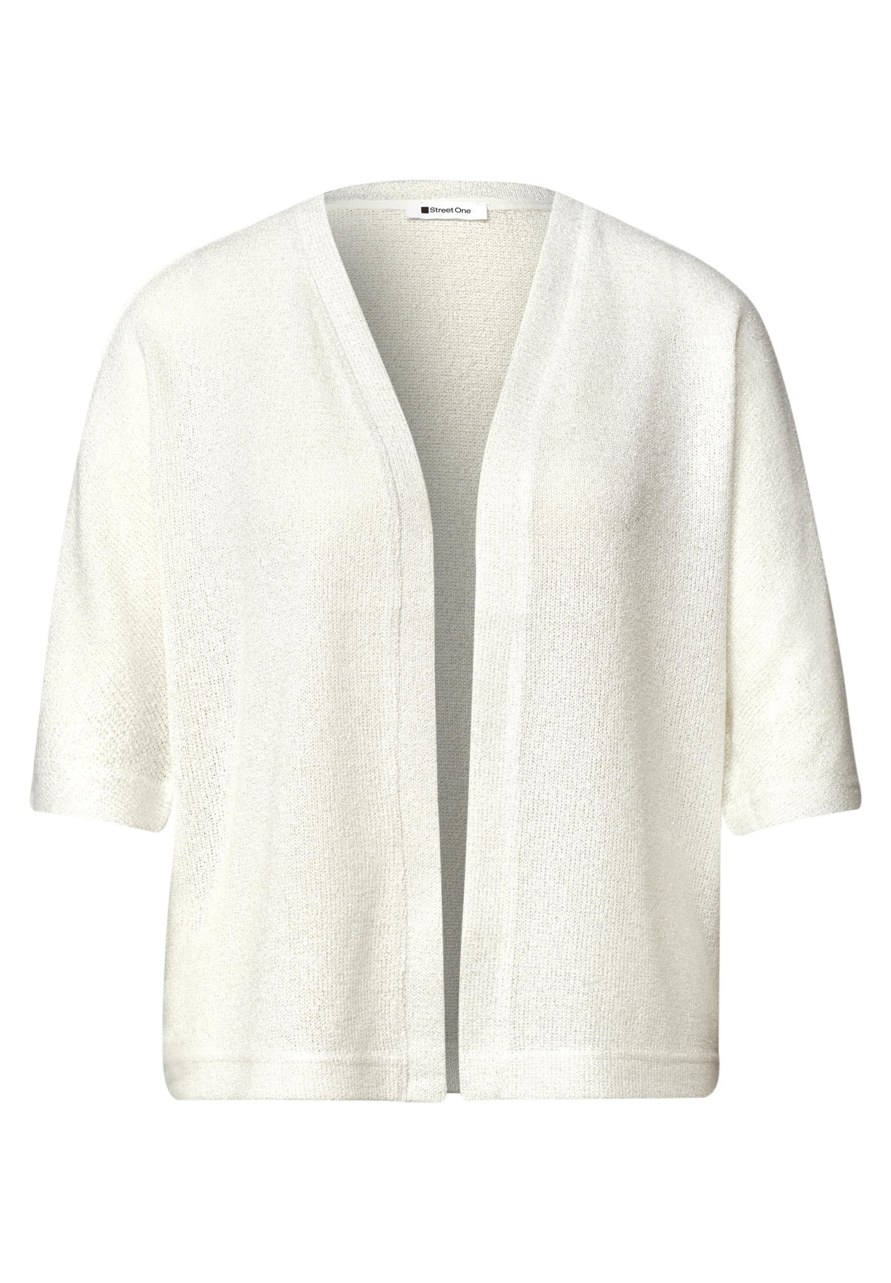 Kurzarm Jacke im Strick-Look mit Glitzer 42 - Off White