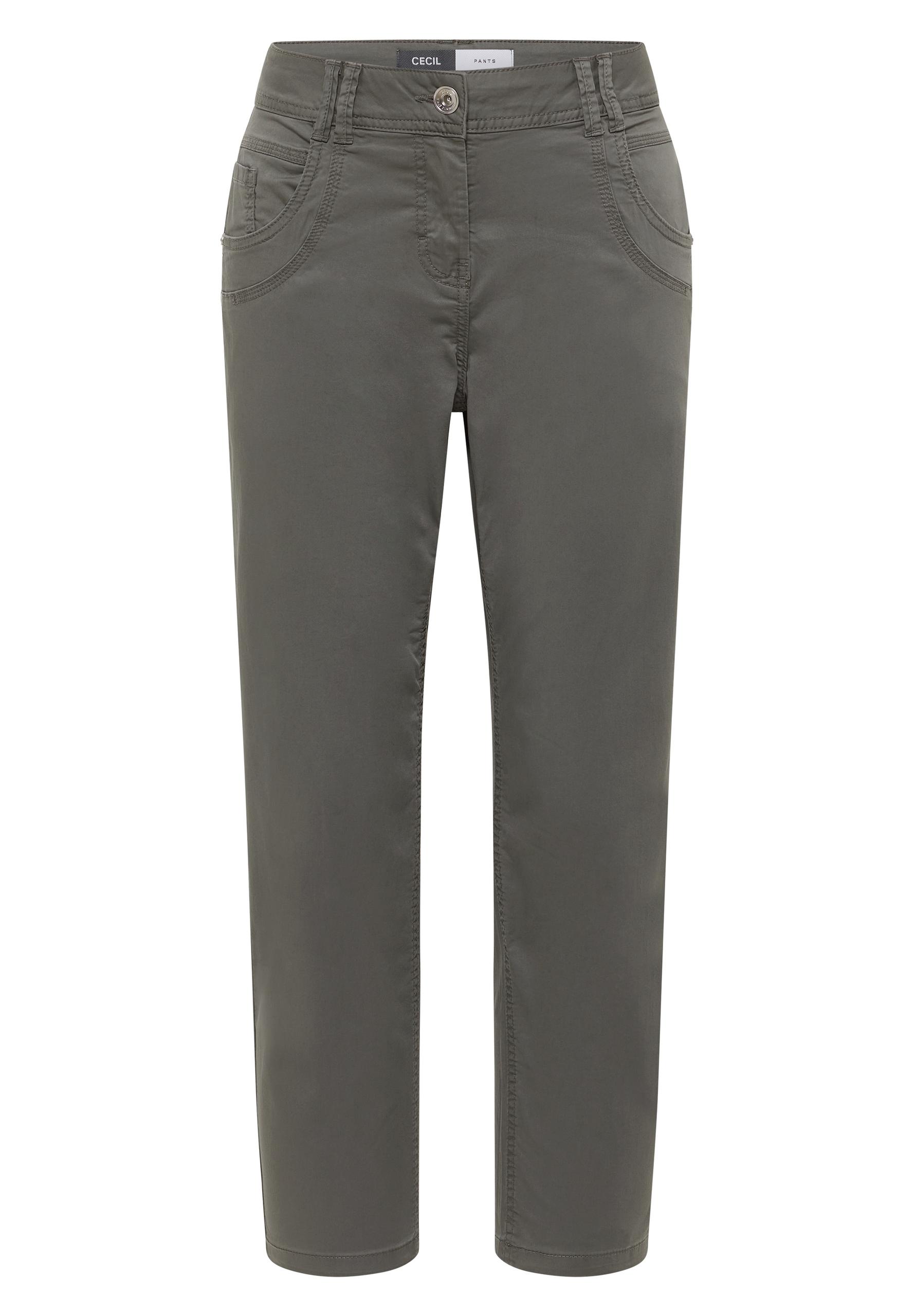 Mid Waist Slim Leg Hose im Casual Fit 28/7/8 Hosen - Clear Khaki