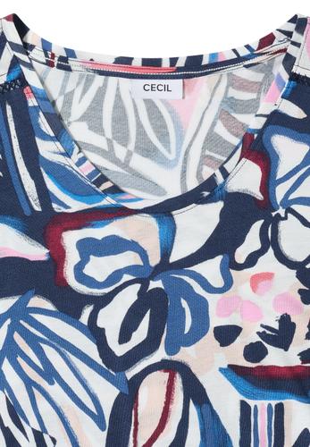 Kurzarm Shirt mit Spitzendetail S - Universal Blue