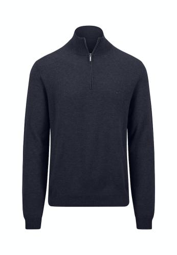 Troyer-Zip, Merino Cashmere Blau XXL