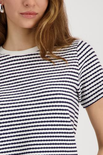 T-Shirt mit Struktur 36 - Marine Ringel