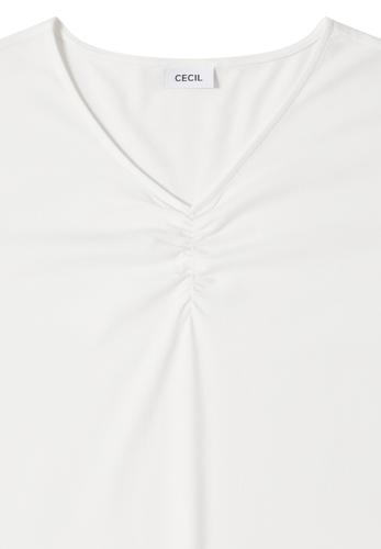 Basic Shirt mit Raffung L - Vanilla White