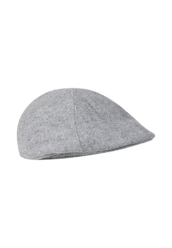 Flat Cap aus Wolle und Polyester mit Baumwollfutter L Regular Fit - Stone Gray