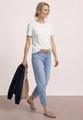 T-Shirt mit Rundhals und Spitzenärmeln 38 - Off White