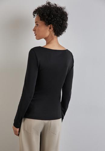 Shirt mit U-Boot-Ausschnitt 36 - Black