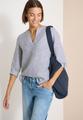3/4-Arm Bluse mit Split Neck aus Leinen L - Rich Burgundy