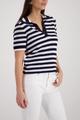 Ajour-Polo-Pullover mit Strasssteinen