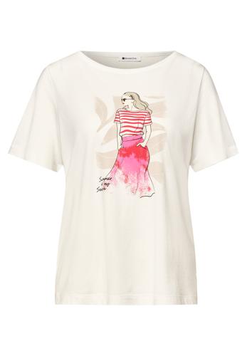 T-Shirt mit Rundhals und Print 36 - Off White