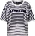 T-Shirt mit Struktur und Schriftzug 36 - Marine Ringel
