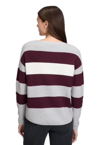 Strickpullover 42 Gerade - Grey/dark Red