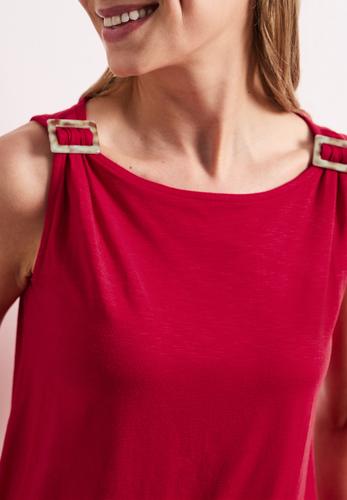 Top mit Rundhals und Schulterdetail 36 - Salsa Red
