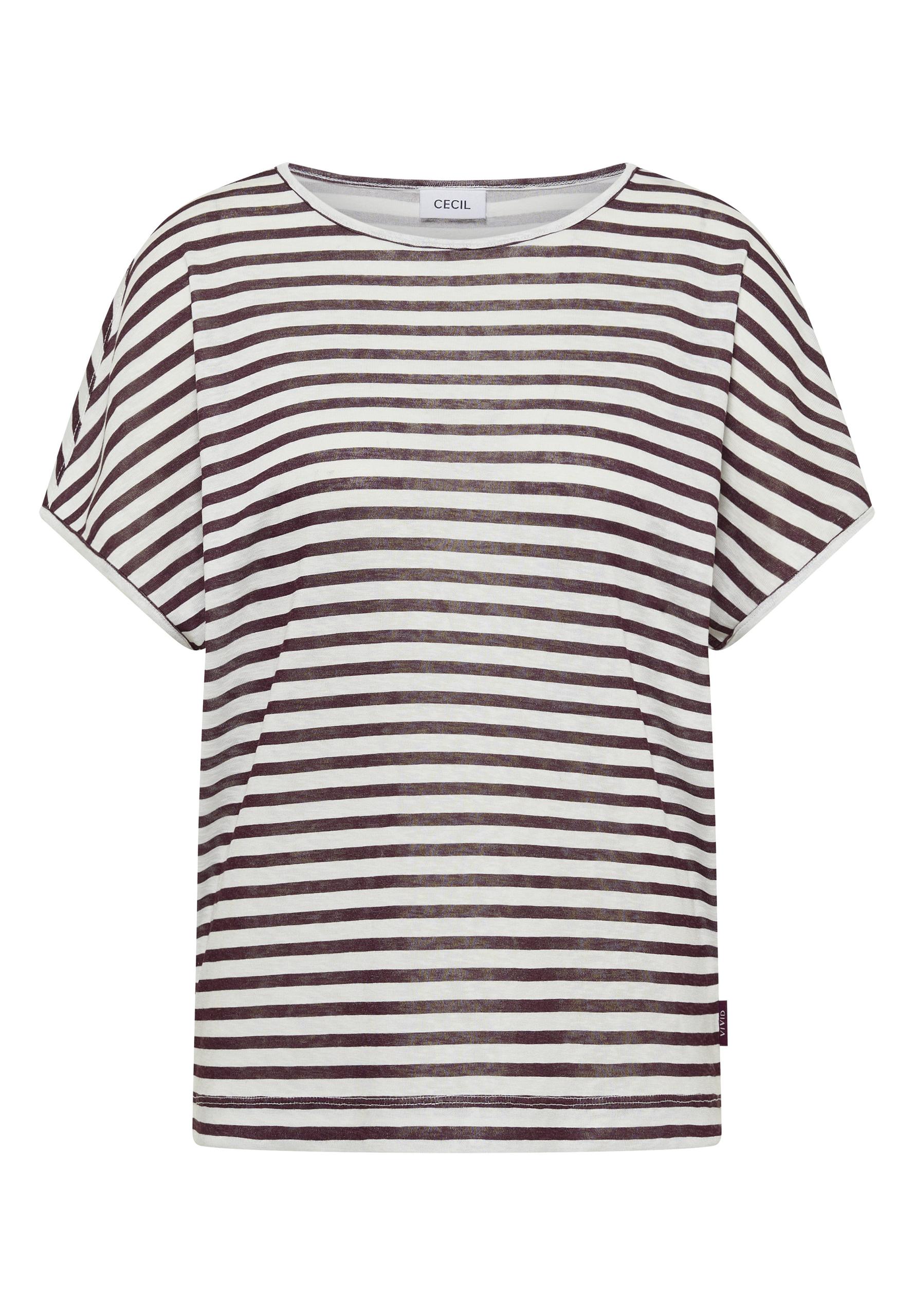 T-Shirt mit Boatneck und Streifen M - Rich Burgundy