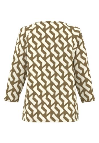 Shirt NOS mit Strickbündchen 38 - Ecru/marone