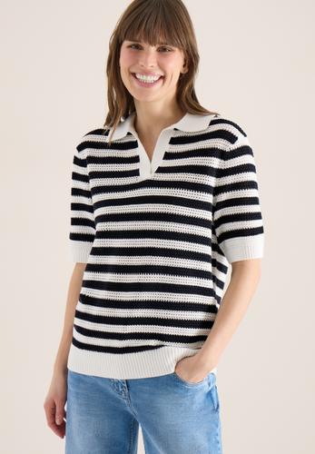 Kurzarm Poloshirt in Crochet-Qualität