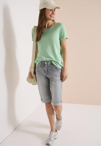 Straight Leg Jeansshorts im Slim Fit 27 - Mid Grey Used Wash