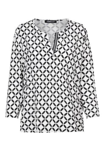 Blusenshirt TIMELESS MODERNITY mit Akzentband 40 - Schwarz/ecru