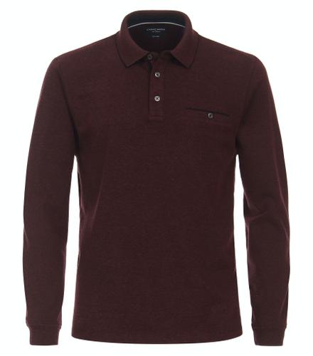 Polo-Shirt Langarm gestreift L - Rot
